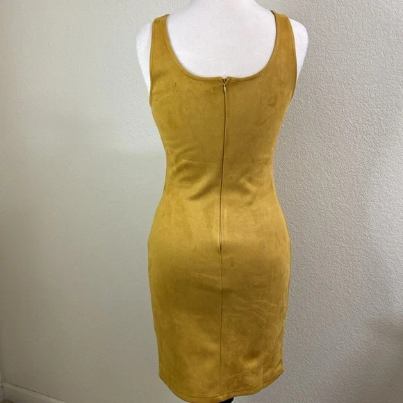 Hyfve Bodycon Tank Dress Suede Feel Mustard Small - Picture 3 of 5